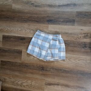 Plaid Mini Skirt in Gray and Cream